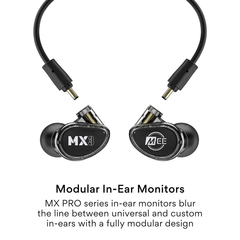 MEE audio Professional MX3 PRO Triple-Driver Hybrid Musician's in Ear Monitor Headphones with Enhanced Midrange and Warm Tonality, Noise Isolating Earphones with Detachable Cables, Black - Image 2